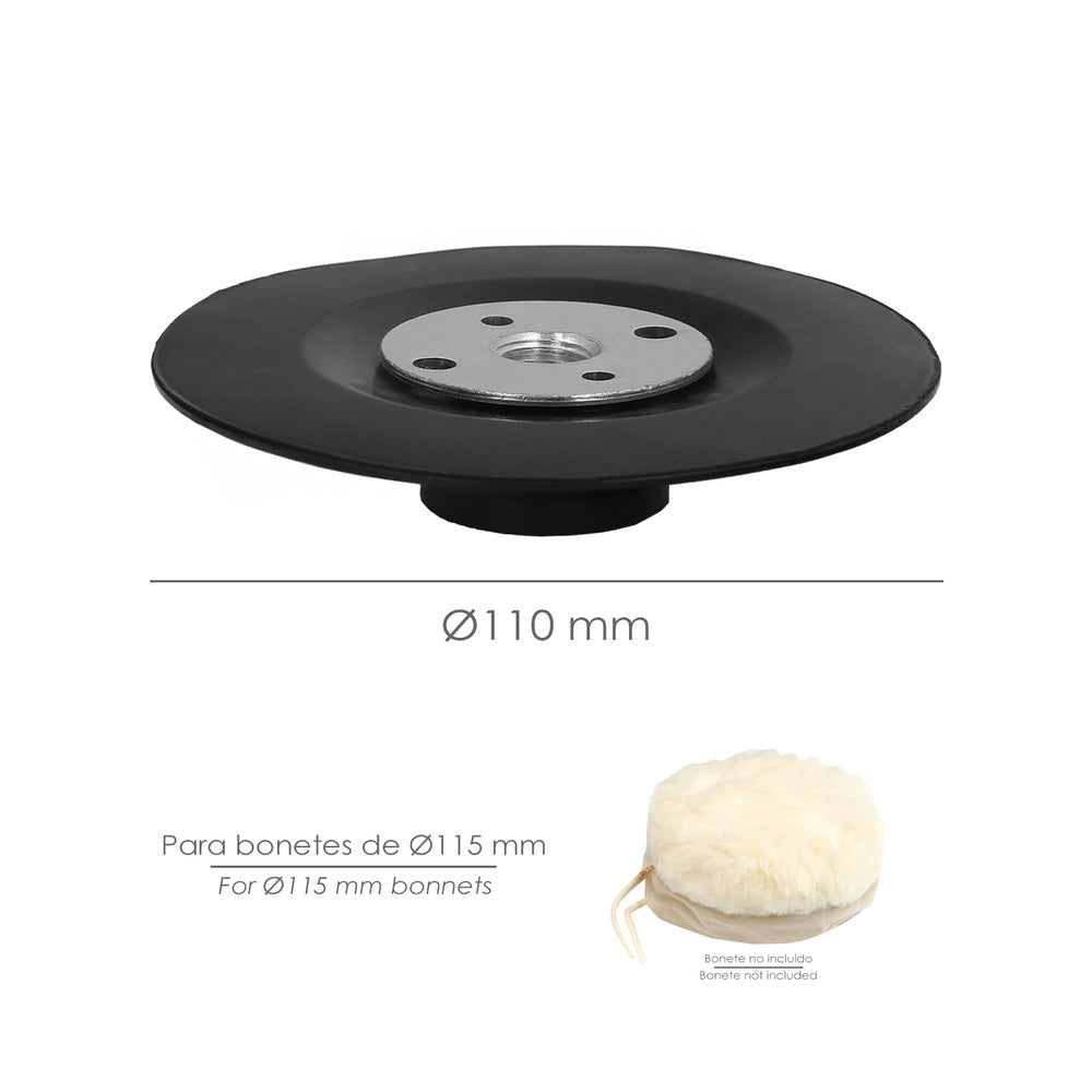 Prato para polir nylon ø 115 mm com rosca m14. Disco de plástico para boina