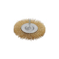 Cepillo acero latonado para taladro. Disco ø 50 mm espiga 1/4" cepillo taladro alambre latón, cepillo limpieza, cepillo pulir.