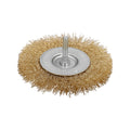 Cepillo acero latonado para taladro. Disco ø 100 mm espiga 1/4" cepillo taladro alambre latón, cepillo limpieza, cepillo pulir.