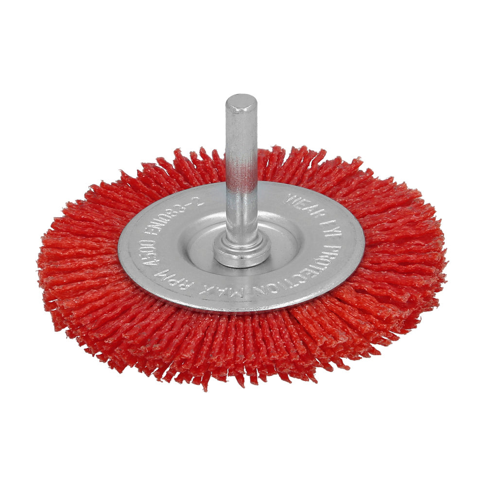 Escova de nylon em disco ø 75 mm 1/4". Lixar e polir madeira, metal, aço inoxidável, escova para berbequim, escova de polir, escova de lixar