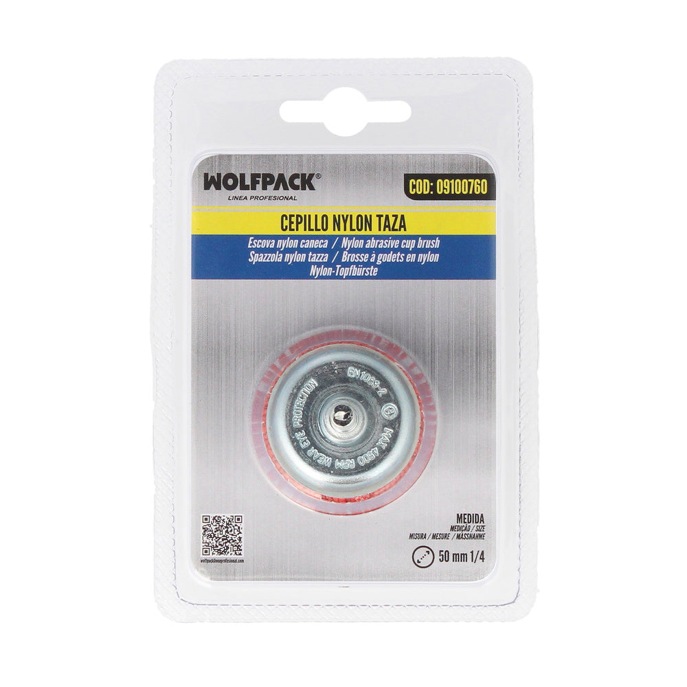 Escova de copo de nylon ø 50 mm 1/4". Escova de lixar de nylon. Escova de nylon para berbequim, escova de arame abrasivo de nylon