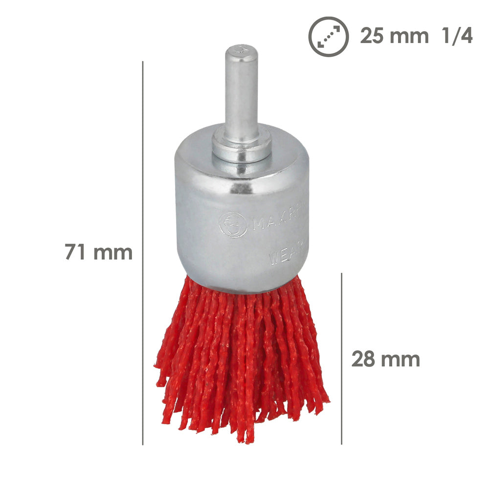 Escova de nylon escova de Ø 25 mm escova de lixar de nylon. Escova de nylon para berbequim, escova de arame abrasivo de nylon