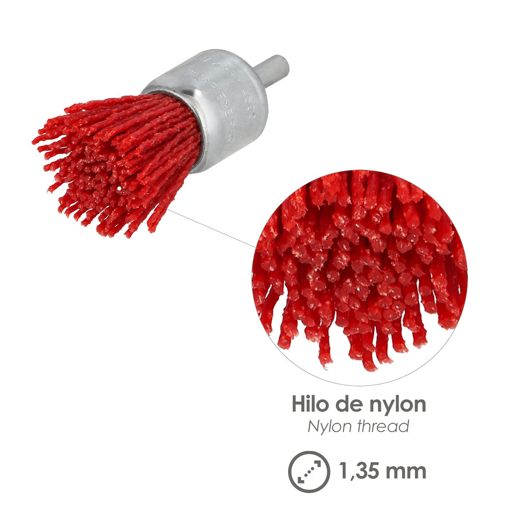 Escova de nylon escova de Ø 25 mm escova de lixar de nylon. Escova de nylon para berbequim, escova de arame abrasivo de nylon