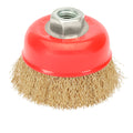 Cepillo taza con alambre de acero latonado rosca m14, ø 120 mm alambre de ø 0,30 mm