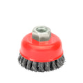 Twisted steel wire cup brush, M14 thread, ø 75 mm, ø 0.50 mm wire