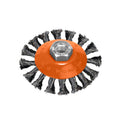 Oblique brush with twisted steel wire, M14 thread, ø 100 mm wire ø 0.30 mm
