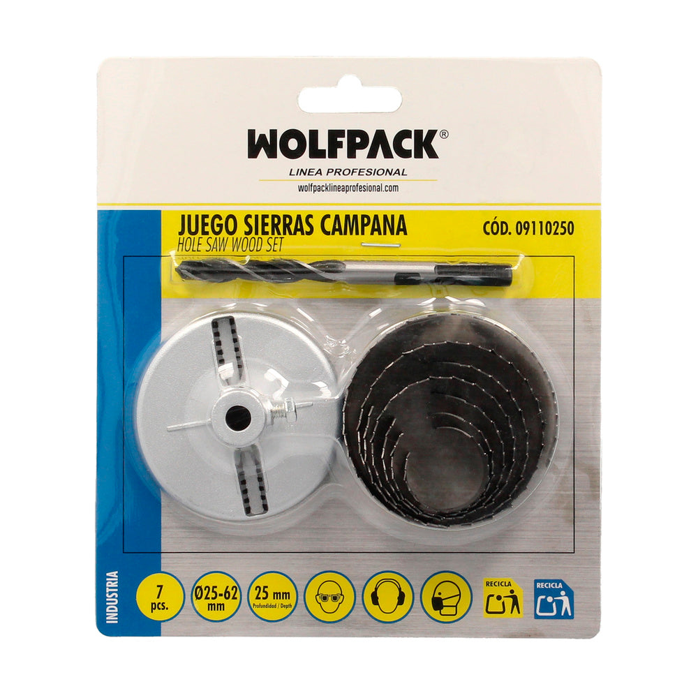 Juego sierras campana 25 mm 25/62 7 piezas