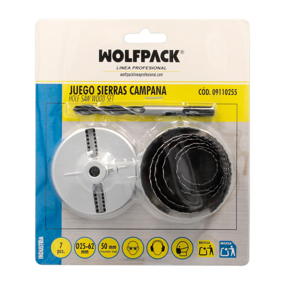 Juego sierras campana 50 mm 25/62 7 piezas