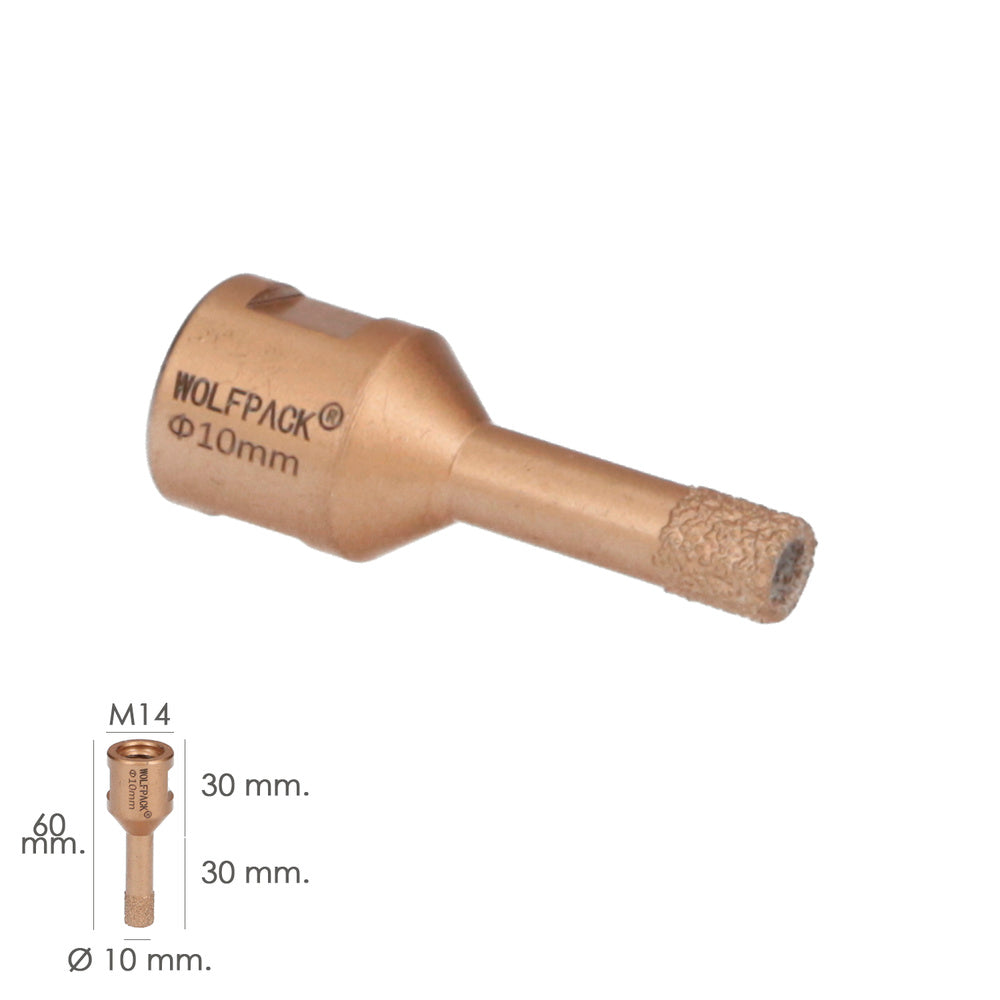 Coroa diamantada para rebarbadora ø 10 mm ligação rosca m14. Corte a seco