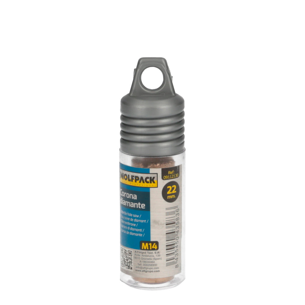 Coroa de diamante para rebarbadora ø 22 mm ligação rosca m14. Corte a seco