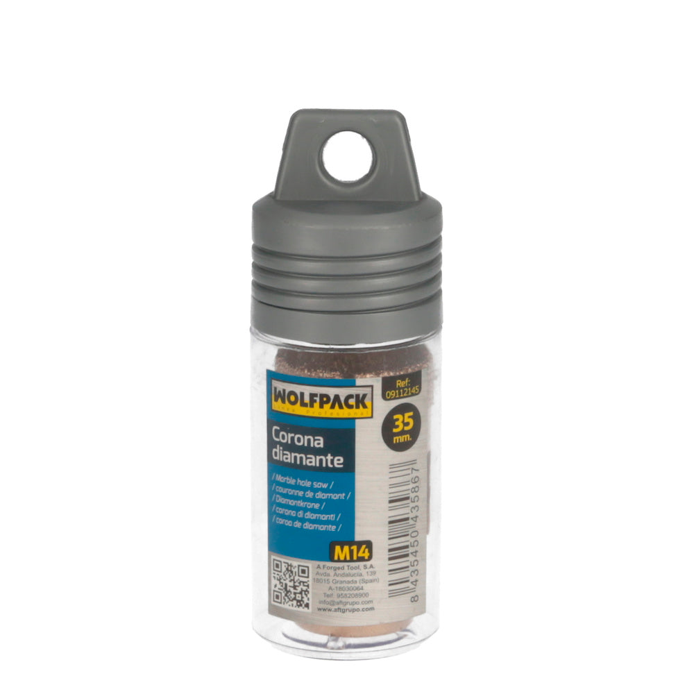 Corona diamante para amoladora ø 35 mm conexión rosca m14. Corte seco
