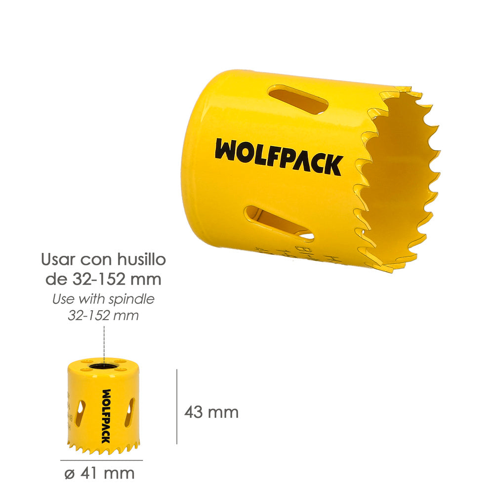 Corona sierra bimetal ø 41 mm templado termico, base reforzada. Corona madera, broca agujeros madera, acero, hierro, plásticos