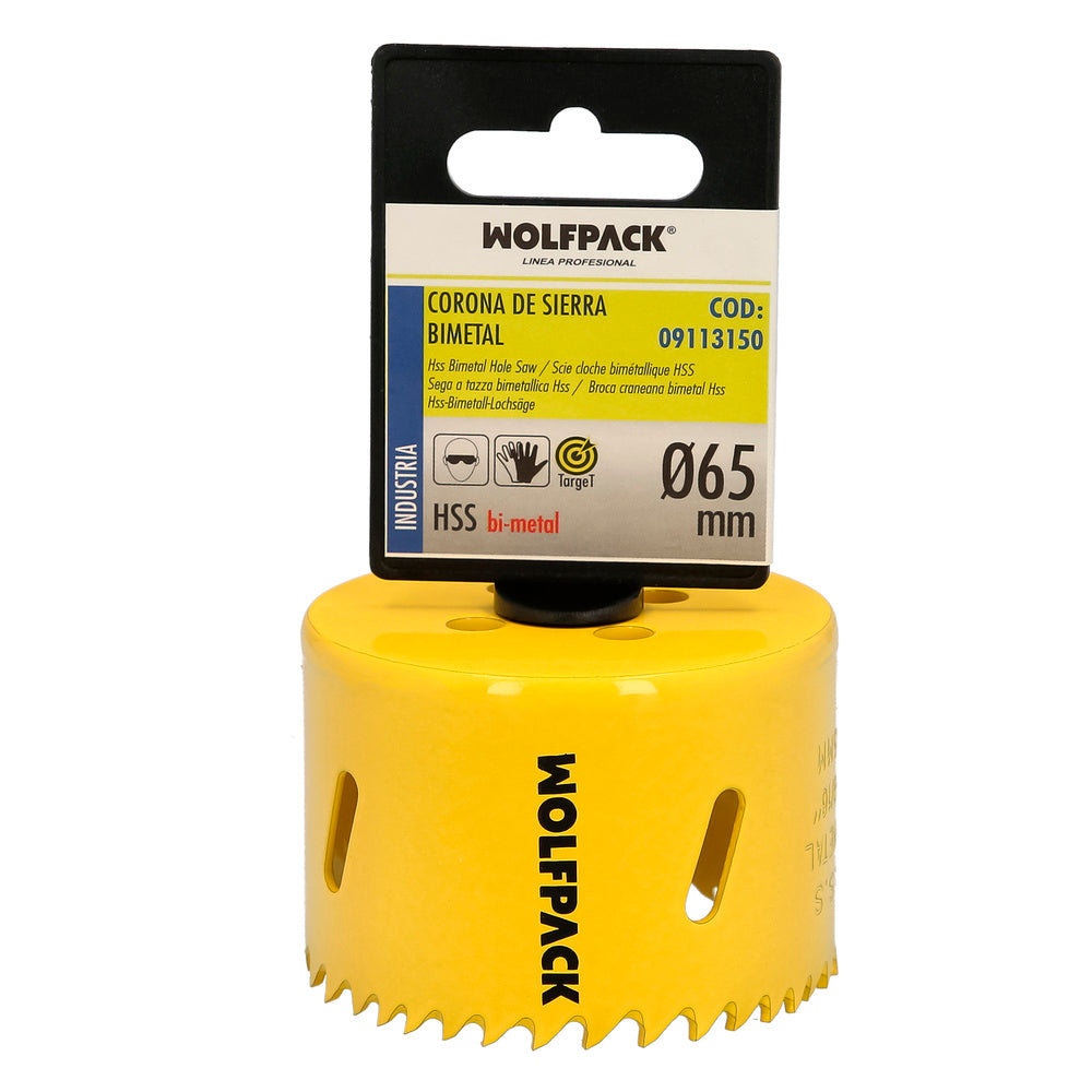 Serra copo bimetal ø 65 mm temperado, base reforçada. Serra copo madeira, broca para madeira, aço, ferro, plásticos