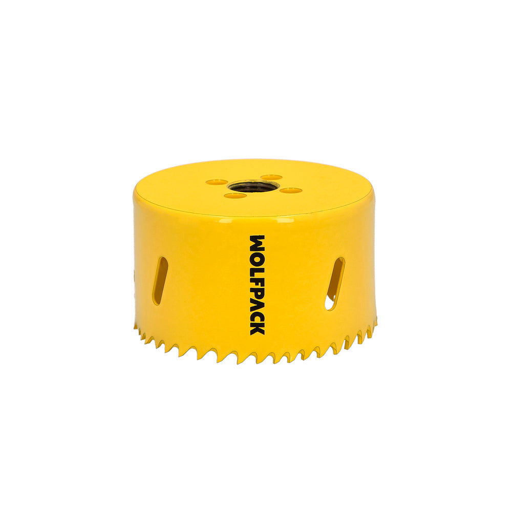 Corona sierra bimetal ø 73 mm templado termico, base reforzada. Corona madera, broca agujeros madera, acero, hierro, plásticos