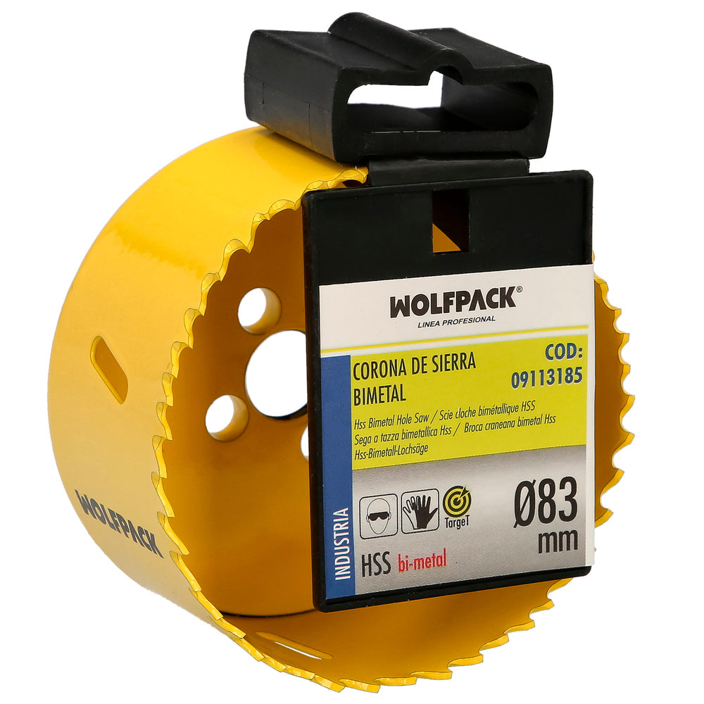 Serra copo bimetálica ø 83 mm temperada termicamente, base reforçada. Serra copo madeira, broca para madeira, aço, ferro, plásticos