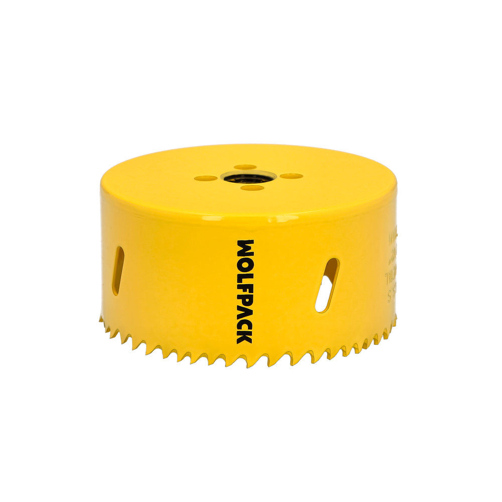 Corona sierra bimetal ø 89 mm templado termico, base reforzada. Corona madera, broca agujeros madera, acero, hierro, plásticos
