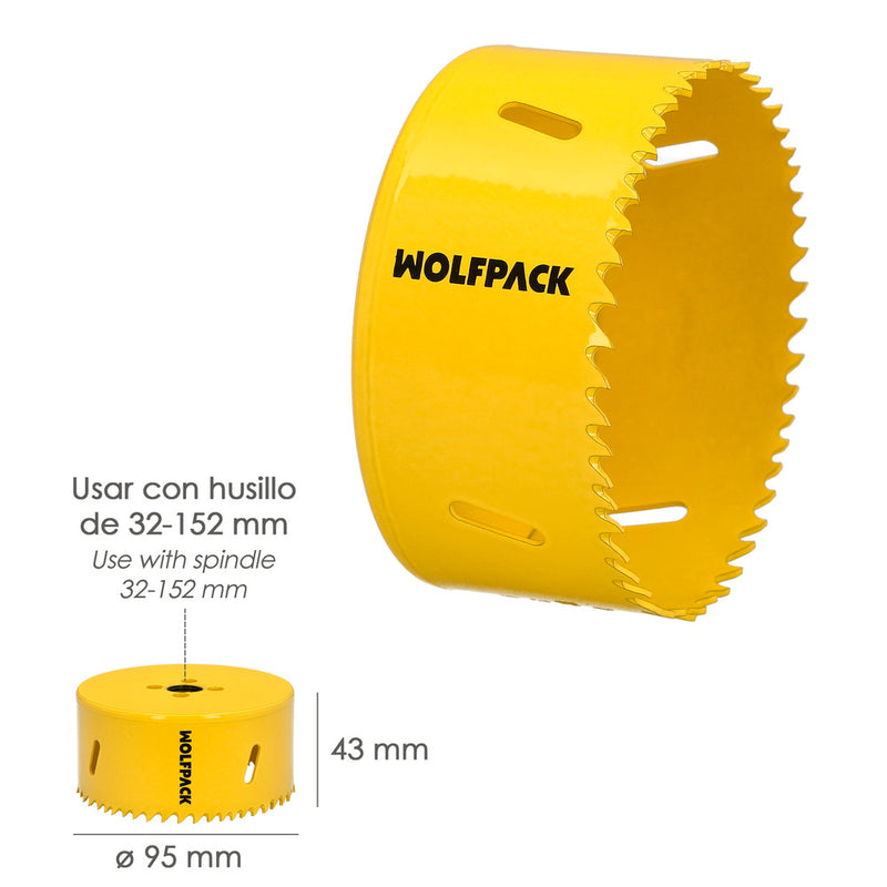 Corona sierra bimetal ø 92 mm. templado térmico, base reforzada. corona madera, broca agujeros madera, acero, hierro, plásticos