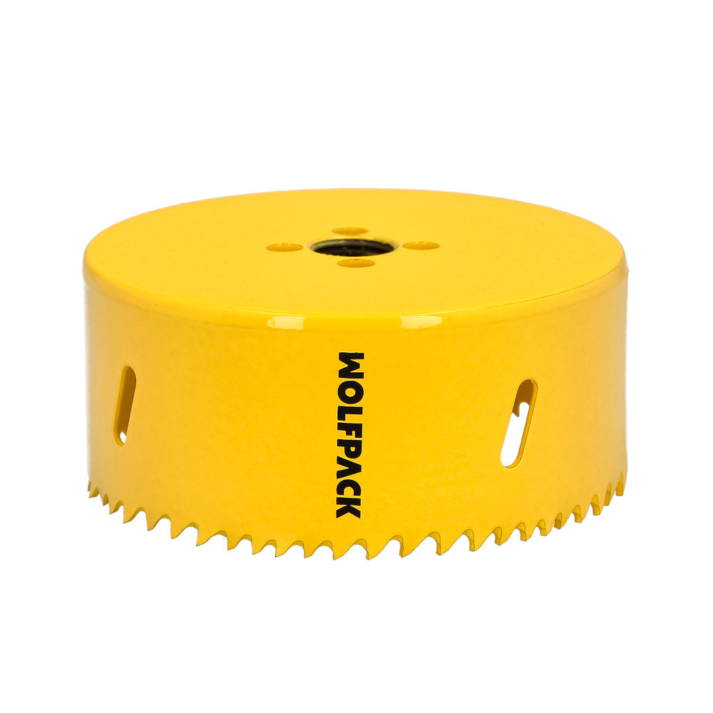 Corona sierra bimetal ø 105 mm templado termico, base reforzada. Corona madera, broca agujeros madera, acero, hierro, plásticos
