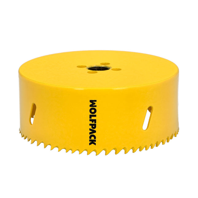 Corona sierra bimetal ø 111 mm. templado térmico, base reforzada. corona madera, broca agujeros madera, acero, hierro, plásticos