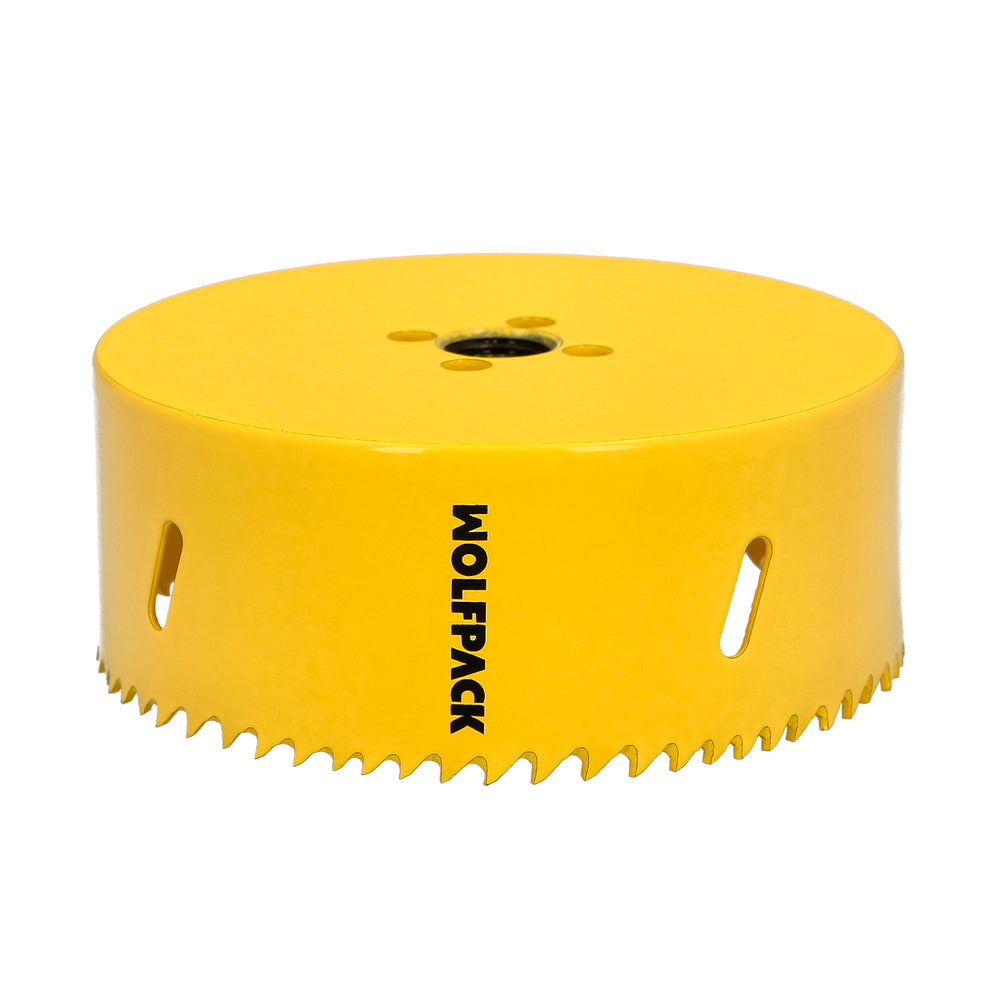 Corona sierra bimetal ø 111 mm templado termico, base reforzada. Corona madera, broca agujeros madera, acero, hierro, plásticos