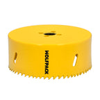 Corona sierra bimetal ø 114 mm templado termico, base reforzada. Corona madera, broca agujeros madera, acero, hierro, plásticos