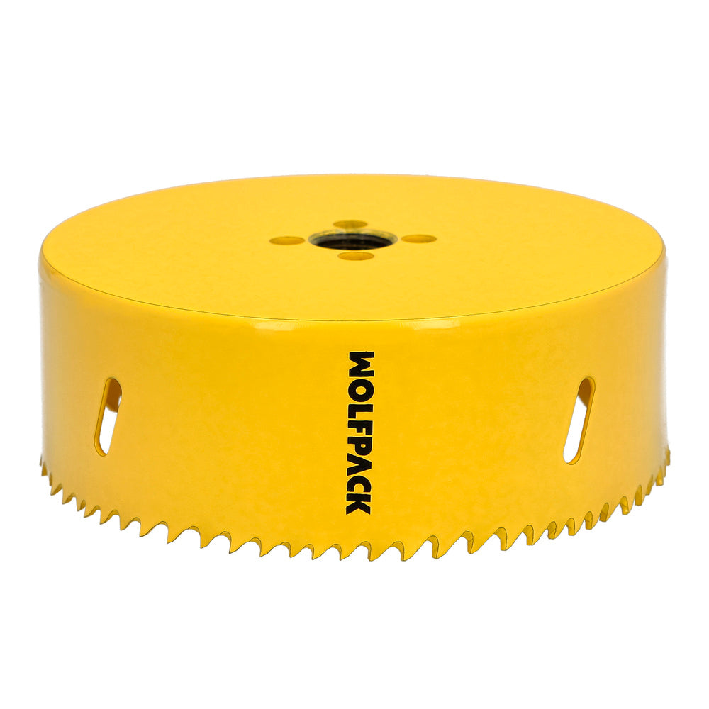 Corona sierra bimetal ø 121 mm templado termico, base reforzada. Corona madera, broca agujeros madera, acero, hierro, plásticos