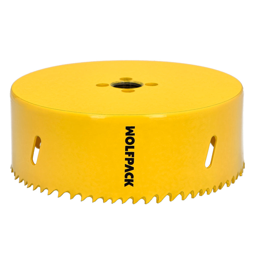 Corona sierra bimetal ø 127 mm templado termico, base reforzada. Corona madera, broca agujeros madera, acero, hierro, plásticos