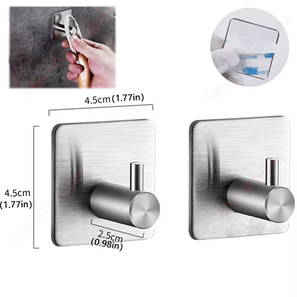 Silver set of adhesive bathroom holders