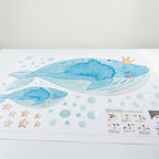 Children's decorative vinyl with hand-painted whales