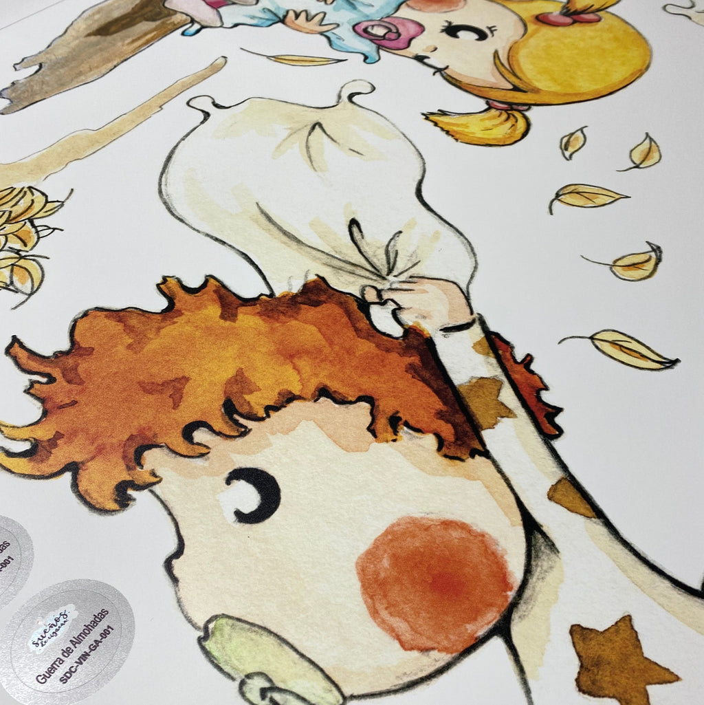 Autocolante decorativo infantil em vinil - Guerra de Almofadas para crianças
