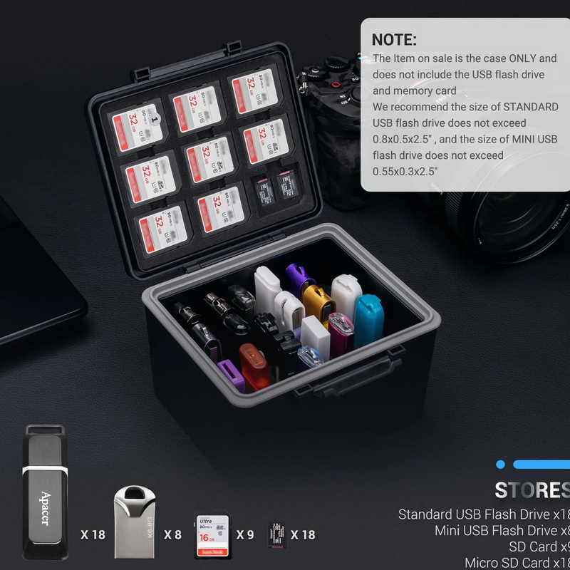 Caja para almacenamiento de USB + SD con 24 + 9 ranurasOrganizadores