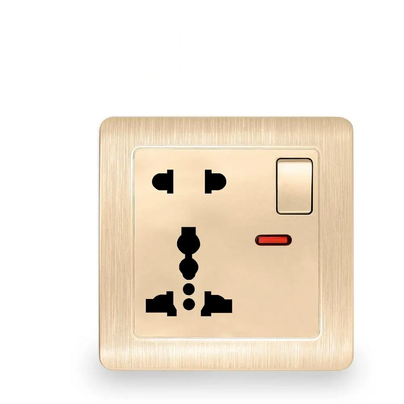 Enchufe Universal de 5 orificios con indicador LED de control conmutado Serie A3Enchufes