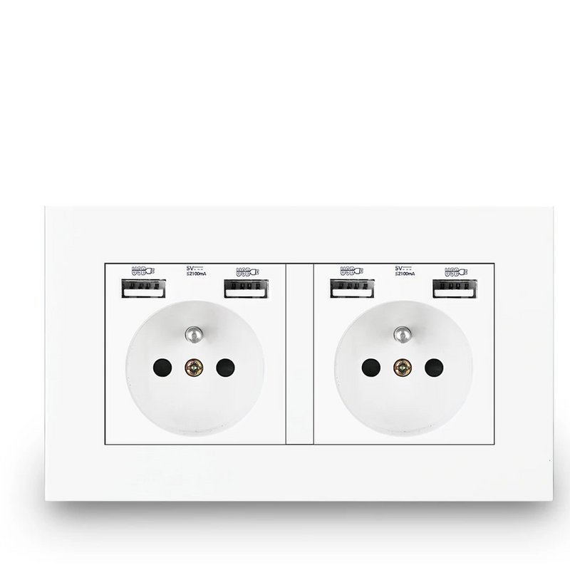 Enchufe + USB de pared estándar francés Serie A1EnchufesHardware > Power & Electrical Supplies > Power Outlets & Sockets > Wall Outlets