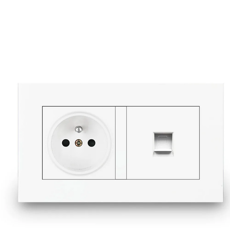 Duo enchufe + conexión de pared estándar francés Serie A1Enchufes
