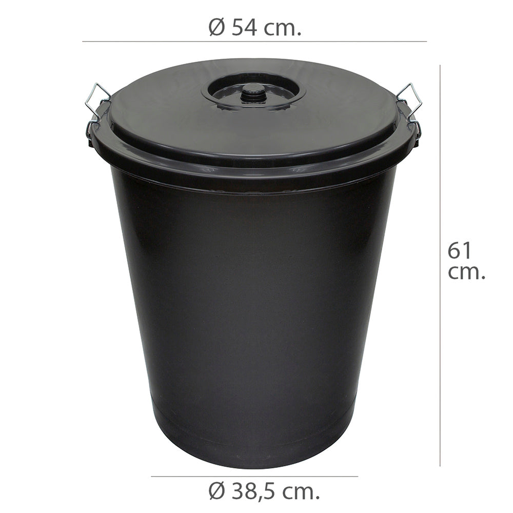 Community plastic trash can with lid, 50 liters