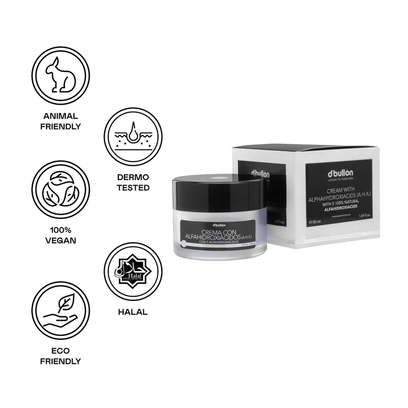 Crema facial exfoliante con AHA de origen natural suave