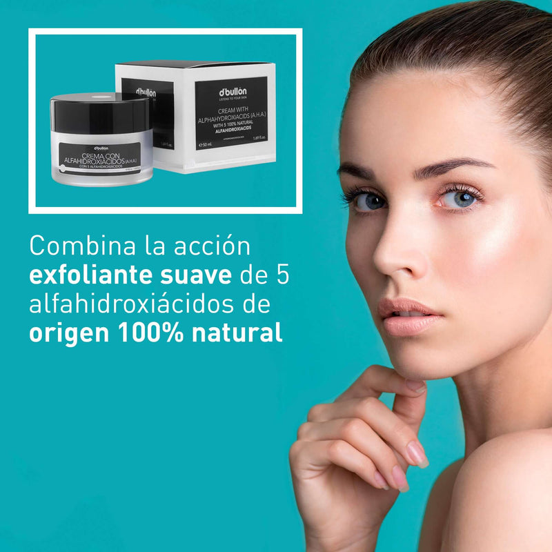 Crema facial exfoliante con AHA de origen natural suave