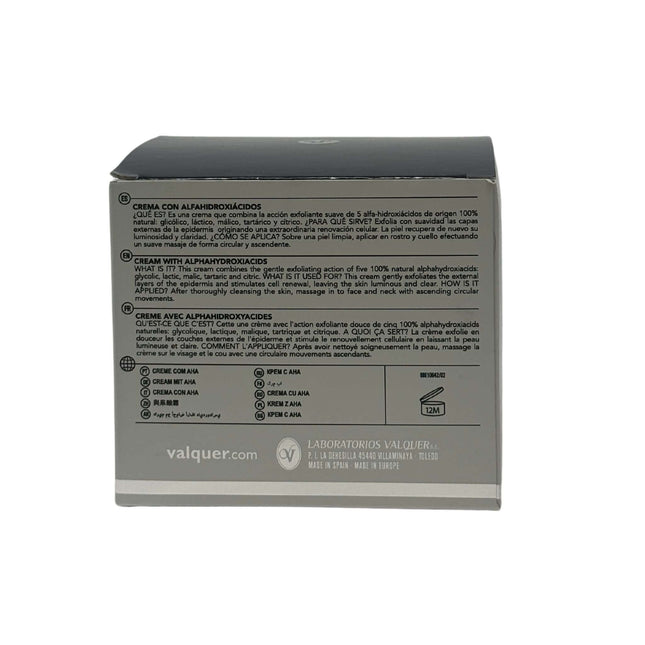 Crema facial exfoliante con AHA de origen natural suave