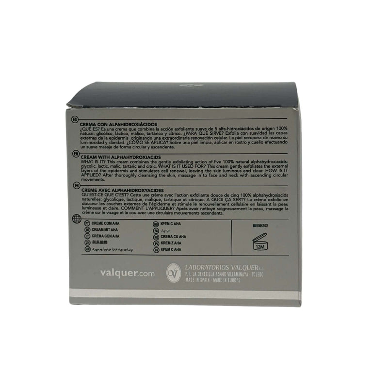 Crema facial exfoliante con AHA de origen natural suave