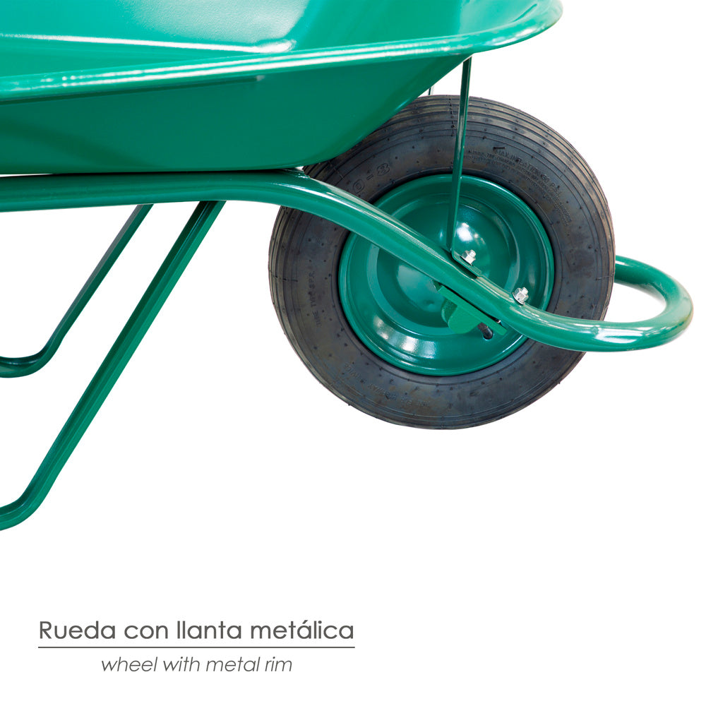 Carretilla obra verde metálica desmontada