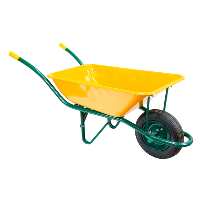 Carretilla obra amarilla metálica desmontada