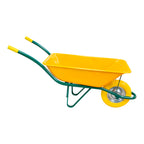 Yellow metal wheelbarrow disassembled solid wheel