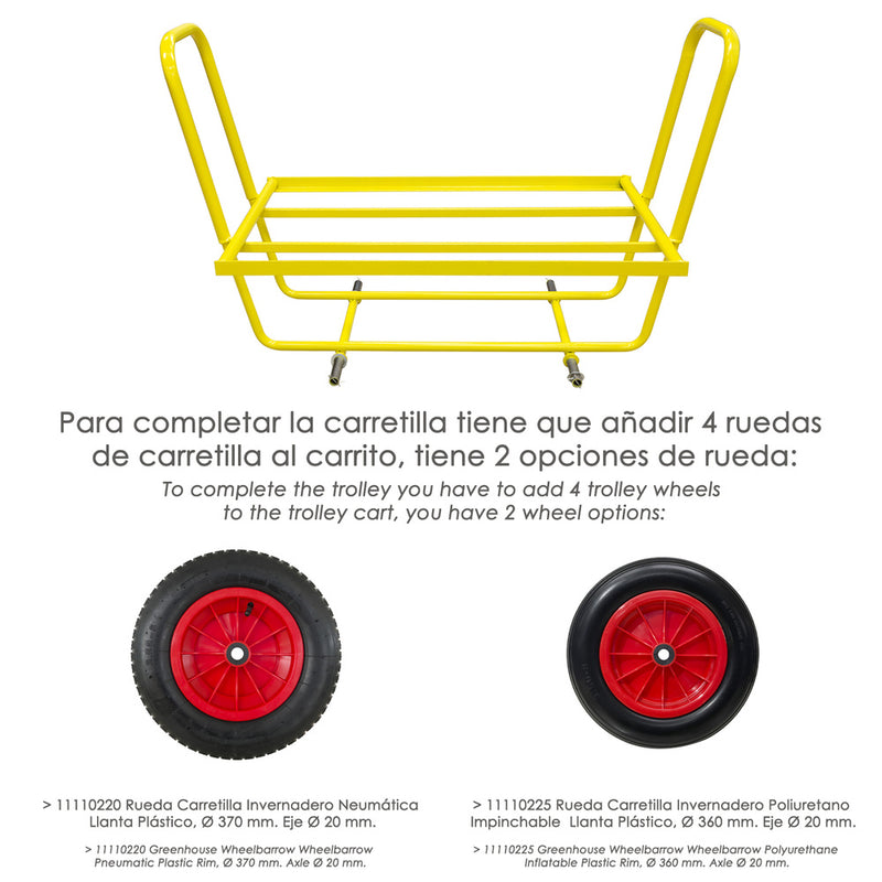 Carretilla invernadero sin ruedas, carretilla invernadero, carro recoleccion invernadero, carro invernadero,