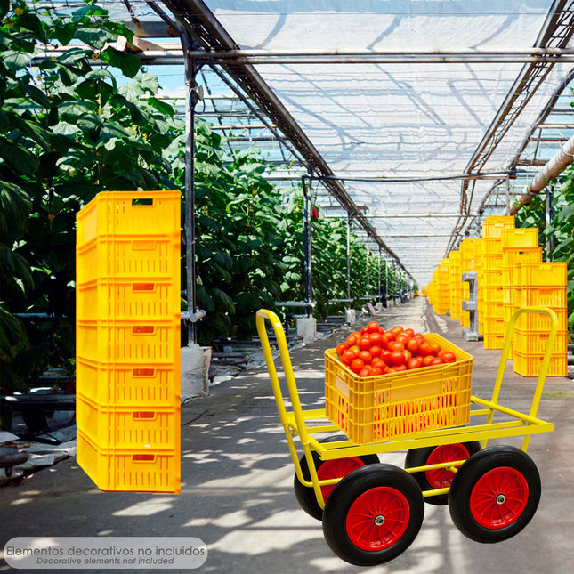 Carretilla invernadero sin ruedas, carretilla invernadero, carro recoleccion invernadero, carro invernadero,