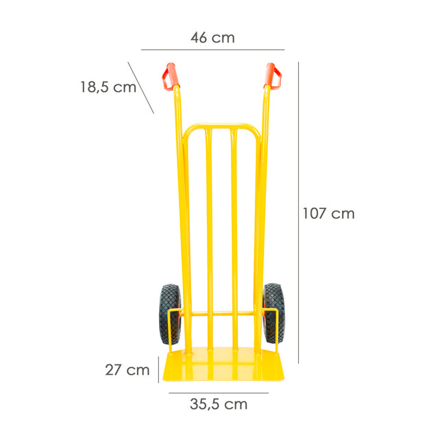 Carretilla almacen / sacos  con pala abatible ruedas neumáticas llantas de plástico
