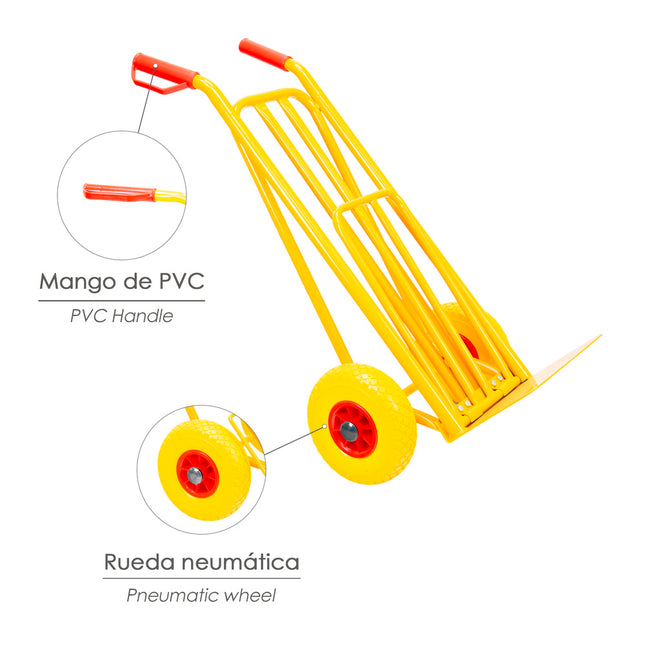Carretilla almacen / sacos con pala abatible ruedas macizas llantas de plástico
