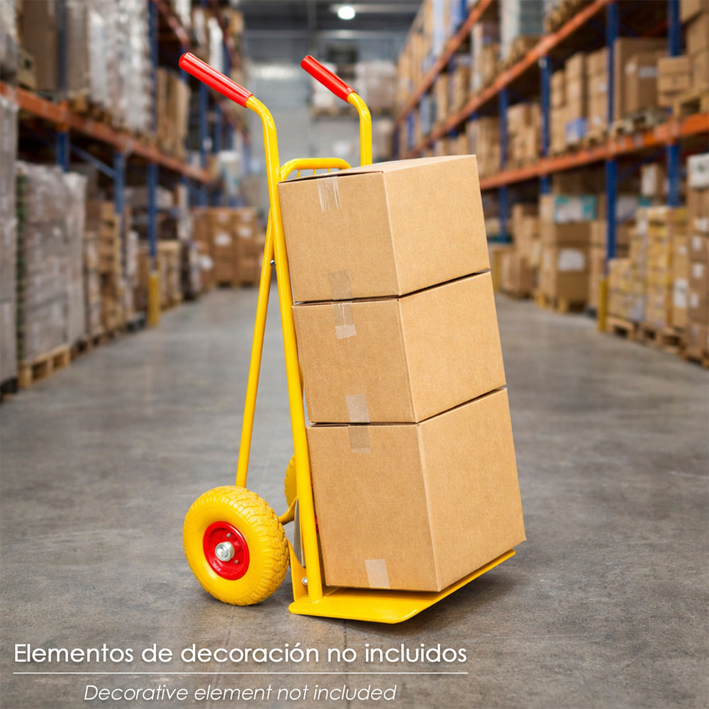 Carretilla almacén / sacos con pala abatible ruedas macizas llantas de plástico