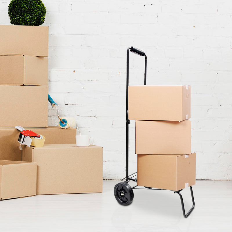 Carretilla plegable metalica de carga - porta maletas con cuerda elastica 93,5x33x44 cm. carro de transporte 50 kg