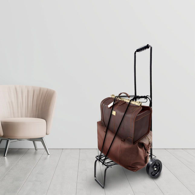 Carretilla plegable metalica de carga - porta maletas con cuerda elastica 93,5x33x44 cm. carro de transporte 50 kg