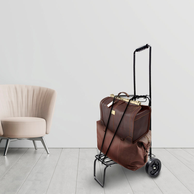 Carretilla plegable metalica de carga - porta maletas con cuerda elastica 93,5x33x44 cm. carro de transporte 50 kg